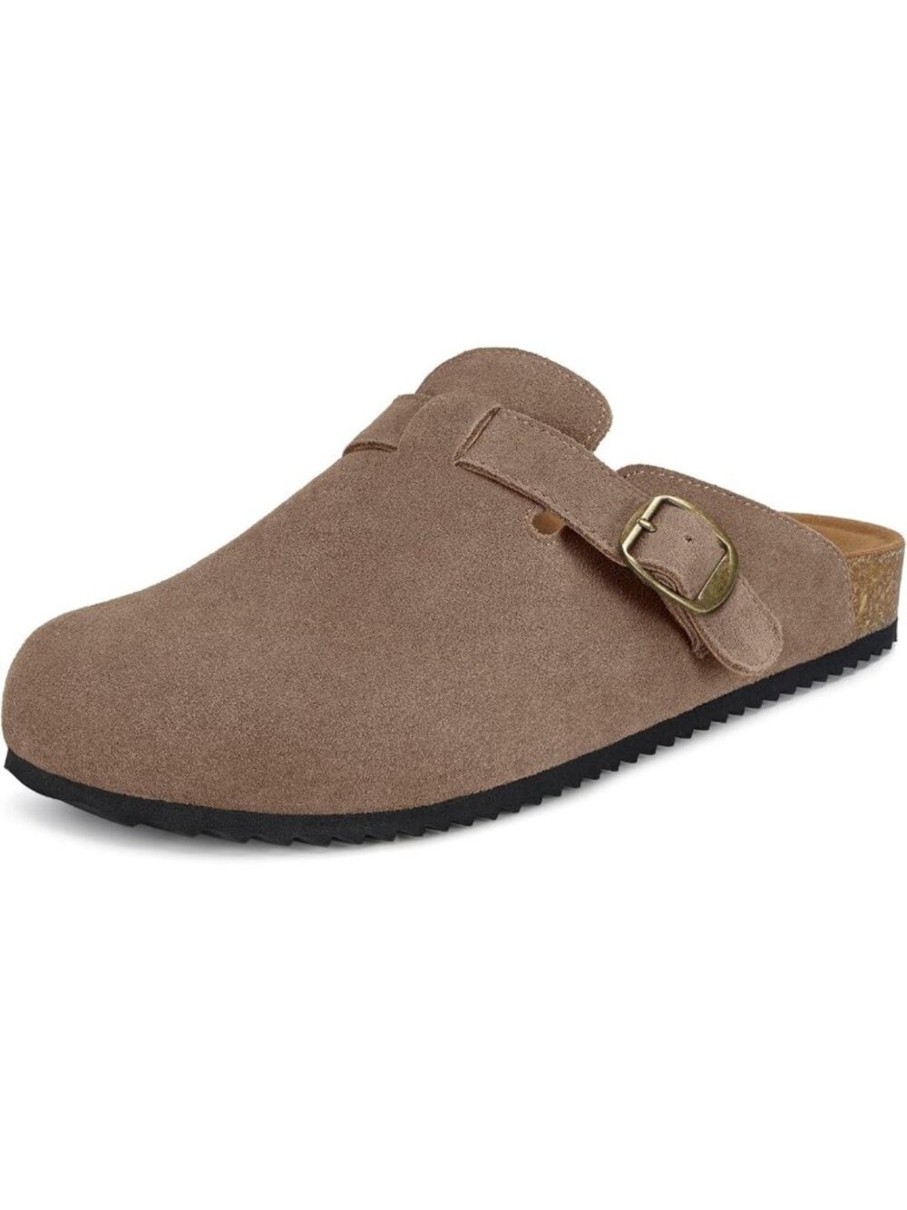 Stylish Genuine Suede Clogs with Cork Footbed - Unisex Comfortable Sandals